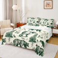 thumbnail image 1 of Manfei Safari Animal Bear Bed Sheets,Rustic Plant Pine King Sheets,Green Beige Sheet Set For Adults,Ultra Soft Home Decor,4 Pieces, 1 of 7