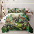 thumbnail image 1 of Manfei Safari Animal Twin Quilt Set,Cute Elephant Twin Coverlet Set,Green,2 Pieces, 1 of 7