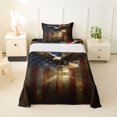 thumbnail image 1 of Manfei Safari Bald Eagle Twin Sheets,Stars Stripe Flag Bedding,Brown Gold,3pcs,1 Fitted Sheet and 1 Pillowcase, 1 of 6