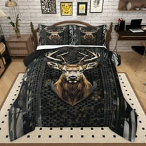 Manfei Safari Deer 2pcs Bedding Comforter Set for Teens Boys Girls,Abstract Black Camouflage Twin Comforter Sets,Jungle Animal Breathable Bedding Set,Super Cozy Room Decor,Reversible