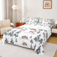 thumbnail image 1 of Manfei Safari Deer Queen Sheet Sets,Rustic Far,House Cabin Flat Sheet,Green Pine Tree Queen Fitted Sheet For Boys Teens,Microfiber Bedroom Decor,4pcs, 1 of 7