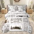 thumbnail image 1 of Manfei Safari Moose 7-Piece Twin Bedding Sets,Rustic Adventure Game Bedding Comforter Set,Gray White Plaid Sheet Sets For Boys Teens,Microfiber Bedroom Decor Reversible, 1 of 8