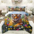 thumbnail image 1 of Manfei Safari Tiger Pattern Queen Comforter Set,Watercolor Daisy Flower Bedding Sets,Colorful Scenery Bedding Comforter Set For Kids,Microfiber Bedroom Decor Reversible,3 Pieces, 1 of 8