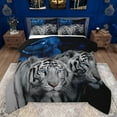thumbnail image 1 of Manfei Safari Tiger Print Queen Comforter Set,Jungle Animal Bedding Sets,Gray Blue Bedding Comforter Set For Boys Teens,Microfiber Bedroom Decor Reversible,3-Piece, 1 of 8