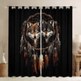 thumbnail image 1 of Manfei Safari Wolf Black Out Curtains, Bohemian Dreamcatcher Curtains Pack of 2 (42x63 Each), Wild Animal Bedroom Curtains, Luxurious Bedroom Decor, 1 of 6