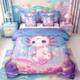 thumbnail image 1 of Manfei Salamander Pattern 7 Pieces Full Size Bedding Sets,Adorable Axolotl Full Size Bed in a Bag,Polkadot Reversible, 1 of 7
