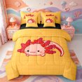 thumbnail image 1 of Manfei Salamander Pattern 7pcs Queen Bedding,Sealife Axolotl Bedding Comforter Set Queen,Black Reversible, 1 of 7