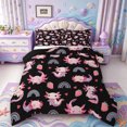 thumbnail image 1 of Manfei Salamander Pattern Full Size Comforter Sets,Watercolor Axolotl Bedding Comforter Set,Black Reversible,3pcs,1 Comforter and 2 Pillowcases, 1 of 7