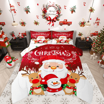 Manfei Santa Claus 2pcs Bedding Comforter Set,Merry Christmas Twin Comforter Sets,Festival Theme Breathable Bedding Set,Microfiber Kids Bedroom Decor,Reversible