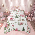 thumbnail image 1 of Manfei Santa Claus Christmas Bedding Comforter Set for Child, Pink Rose Flower Twin Comforter Sets, Princess Castle Reversible Bedding Set, Breathable Home Decor, 2pcs, 1 of 9