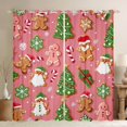 thumbnail image 1 of Manfei Santa Claus Gingerbread Black Out Curtains for Kids, Green Christmas Tree Curtains Pack of 2 (42x63 Each), Cute Snowflakes Sled Bedroom Curtains, Luxurious Home Decor, 1 of 6