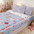 thumbnail image 1 of Manfei Santa Full Comforter Set Fitted Sheet 2 Pillowcases, Lavender Pink, Xmas Reversible, 1 of 7