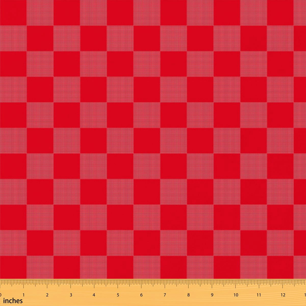 Manfei Scarlet Check Fabric by the Yard 5 Yards, Red Square Fabric for ...