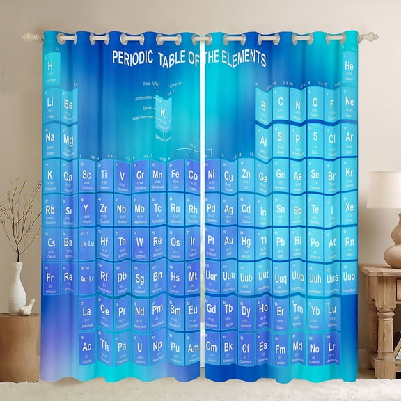 Manfei Science Black Out Curtains,Periodic Table Of Elements Curtains Pack of 2 (42x63 Each),Chemistry Lovers Learning Bedroom Curtains For Boys Kids,Breathable Home Decor