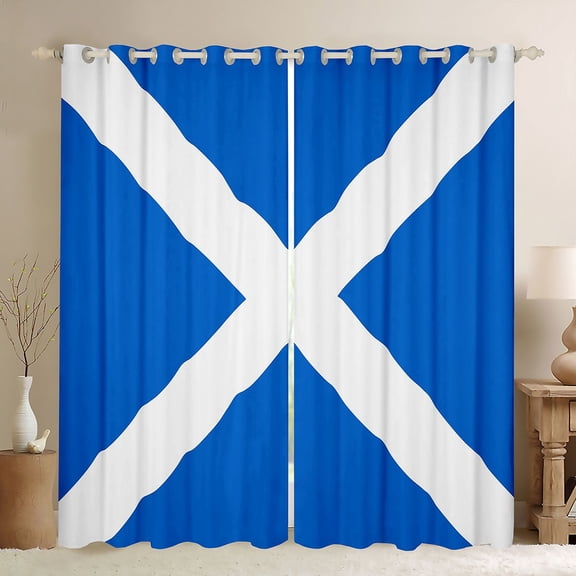 Manfei Scotland Flag Kitchen Curtains,Blue White Black Out Curtains Pack of 2 (42x63 Each)