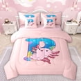 thumbnail image 1 of Manfei Sea Animal Axolotl 7pcs Bedding Comforter Set,Colorful Sealife Croal Queen Bedding Sets,First Letter P Queen Sheet Sets For Girls,Super Cozy Room Decor Reversible, 1 of 8