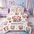 thumbnail image 1 of Manfei Sea Animal Axolotl Full Size Comforter Sets,Watercolor Salamander Print Bedding Comforter Set,Pink Reversible,3pcs,1 Comforter and 2 Pillowcases, 1 of 7