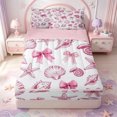 thumbnail image 1 of Manfei Seashell Bowtie Zipper Full Size Comforter Sets with Fitted Sheet and 2 Pillowcases,Coastal Cute Zipper Bedding Set,Pink Reversible,4 Pieces, 1 of 7