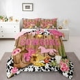 thumbnail image 1 of Manfei Sequin Cowgirl Print Bedding Comforter Set,Rustic Bull Skull Twin Comforter Sets,Farm Horse Cattle Hide Bedding Set For Girl,Breathable Home Decor Reversible,2-Piece, 1 of 8