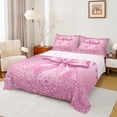 thumbnail image 1 of Manfei Sequin Print Bed Sheets Twin, Princess Bowknot Twin Sheet Sets, Light Pink Bedding Sets Twin Size, Breathable Bedroom Decoration, 3-Piece, 1 of 7
