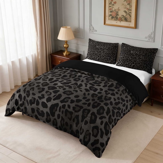 Manfei Shadow Leopard Texture Duvet Cover King, Black Grey Spots King ...