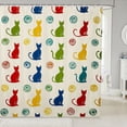 thumbnail image 1 of Manfei Silhouette Cat Shower Curtain 72Wx78L, Swirl Dot Bath Curtain, Red Green, 1 of 5