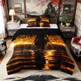 thumbnail image 1 of Manfei Silhouette Samurai Twin Comforter Sets for Boys Men, Fire Water Bedding Set, Black Gold, Black Reversible 2-Piece, 1 Comforter and 1 Pillowcase, 1 of 6