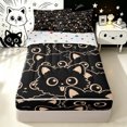 thumbnail image 1 of Manfei Simple Kitten Zipper Twin Comforter Sets with Fitted Sheet and 2 Pillowcases, Beige Line Cat Zipper Bedding Set, Black Orange, Polkadot Reversible, 4pcs, 1 of 7