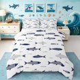 thumbnail image 1 of Manfei Simple Striped Fish Queen Comforter Set, Dotted Marine Comforter Sets Queen, Navy White, Reversible, 3 Pieces, 1 Comforter and 2 Pillowcases, 1 of 7