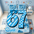 thumbnail image 1 of Manfei Six Seven Number Bow Fitted Sheet Queen,Blue Heart Stars Bedding,3-Piece,1 Fitted Sheet and 2 Pillowcases, 1 of 6