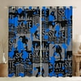 thumbnail image 1 of Manfei Skate Gamer Blackout Curtains Set of 2 (52x84 Each),Blue Splashing Ink Window Curtains,Vintage Geometric Plaid Curtains and Drapes For Boys Teens,Ultra Soft Home Decor, 1 of 6