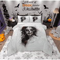 thumbnail image 1 of Manfei Skeleton Bride Queen Comforter Set for Teens, Red Romantic Rose Bedding Sets, Gothic Halloween Style Reversible Bedding Comforter Set, Breathable Home Decor, 3pcs, 1 of 9