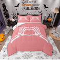 thumbnail image 1 of Manfei Skeleton Hand Teens Bedding Comforter Set, Romantic Love Heart Twin Comforter Sets, Sugar Gothic Halloween Reversible Bedding Set, Luxury Bedroom Decor, 2 Pieces, 1 of 9