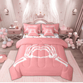 thumbnail image 1 of Manfei Skeleton Hand Teens Twin Bedding Sets 7-Piece, Romantic Love Heart Bedding Comforter Set, Sugar Gothic Halloween Reversible Sheet Sets, Luxury Bedroom Decor, 1 of 8