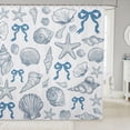 thumbnail image 1 of Manfei Sketch Conch Bowknot Shower Curtain 72Wx72L,Scallop Ocean Bathroom Curtain, 1 of 5