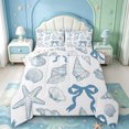 thumbnail image 1 of Manfei Sketch Conch Bowtie King Size Comforter Sets,Scallop Nautical Comforters King Size,Colorful Stars Reversible,3 Pieces,1 Comforter and 2 Pillowcases, 1 of 7