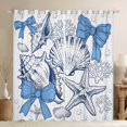 thumbnail image 1 of Manfei Sketch Seashell Bow Blackout Curtains,Starfish Coral Ocean Window Curtains Pack of 2 (38x45 Each), 1 of 6