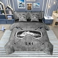 thumbnail image 1 of Manfei Ski Print Bedding Comforter Set 7 Pieces, Grunge Gray Queen Bedding Sets, Sports Theme Queen Sheet Sets, Ultra Soft Home Decor, 1 of 8