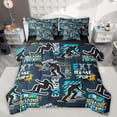 thumbnail image 1 of Manfei Skiing Game Gamer 7-Piece Bedding Comforter Set,Extreme Sport King Bedding Sets,Blue Black Bed Sheets For Kids,Super Cozy Room Decor Reversible, 1 of 8