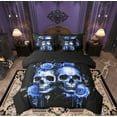 thumbnail image 1 of Manfei Skull Skeleton Bedding Sets Queen Size, Blue Rose Bed in a Bag Queen size, Flower Floral Reversible Comforter Sets with Sheets, Lightweight Room Decor, 7 Pieces, 1 of 6