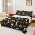 thumbnail image 1 of Manfei Skull Skeleton Sheet Set King, Funny Pumpkin Bed Sheets Set King Size, Cartoon Halloween King Sheet Sets, Lightweight Room Decoration, 4-Piece, 1 of 7