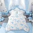 thumbnail image 1 of Manfei Sky Blue Bow Twin Comforter Sets For Kids Girls,Cute Dreamy Princess Style Bedding Set Bow Pattern Comforter Reversible 2 Pieces, 1 of 10