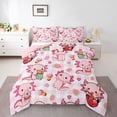thumbnail image 1 of Manfei Snack Print Queen Comforter Set,Cute Axolotl Comforter Sets Queen For Girls,Pink White,Pink Reversible,3pcs,1 Comforter and 2 Pillowcases, 1 of 8