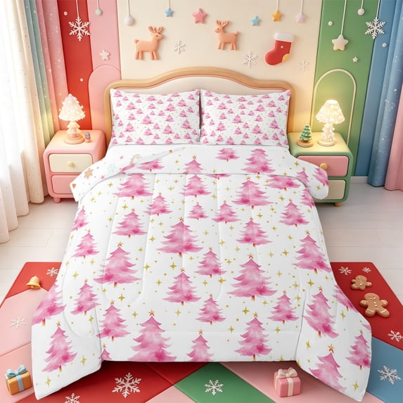 Manfei Snowy Christmas Animals Full Size Comforter Sets,Merry Xmas Bedding Comforter Set,Xmas Reversible,3-Piece,1 Comforter and 2 Pillowcases