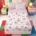 thumbnail image 1 of Manfei Snowy Xmas Pink Christmas Zipper Twin Comforter Sets with Fitted Sheet and 2 Pillowcases,Winter Holiday Zipper Bedding Set,Pink Reversible,4 Pieces, 1 of 7