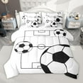 thumbnail image 1 of Manfei Soccer Ball Game 7-Piece Bedding Comforter Set for Children Teens Boys,Sport Theme King Bedding Sets,Black White Ultra Soft Bed Sheets,Ultra Soft Home Decor,Reversible, 1 of 8