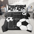 thumbnail image 1 of Manfei Soccer Ball Game 7-Piece Twin Bedding Sets for Children Teens Boys,Sport Theme Bedding Comforter Set,Black White Breathable Sheet Sets,Ultra Soft Home Decor,Reversible, 1 of 8