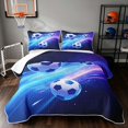 thumbnail image 1 of Manfei Soccer Quilt Full, Sports Full Bedspread Sets, Deep Purple Galaxy, Navy Reversible 3-Piece, 1 Coverlet and 2 Pillowcases, 1 of 7