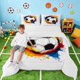 thumbnail image 1 of Manfei Soccer Sport Queen Comforter Set, Colorful Watercolor Comforter Sets Queen, Bold Red Blue, Polka Dots Reversible 3-Piece 1 Comforter and 2 Pillowcases, 1 of 6