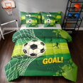 thumbnail image 1 of Manfei Soccer Sport Twin Bedding, Goal Print Bedding Comforter Set, Green Black Yellow, Gray Reversible 7-Piece, 1 of 6